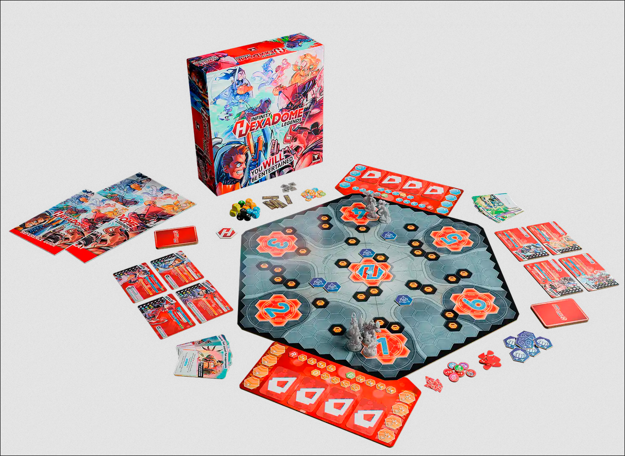 Mesa de juego montada para Hexadome Legends
